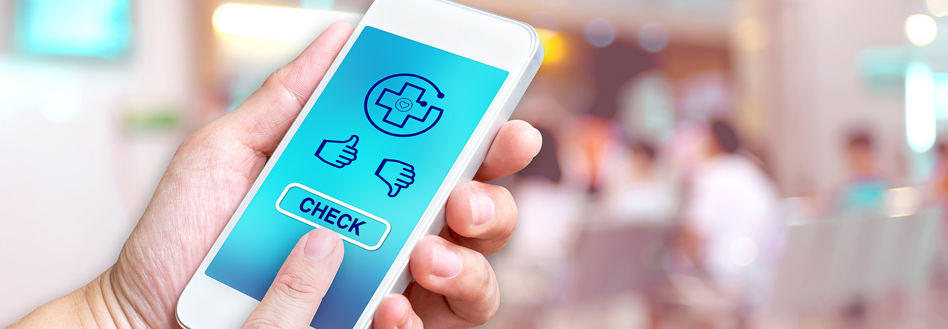 Provider using healthcare app on smartphone