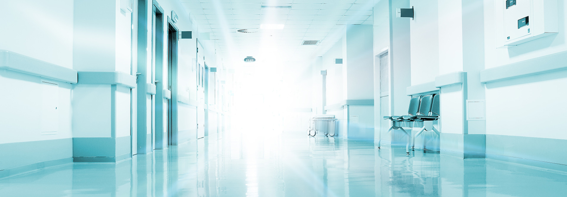 Rays of light in the corridor of the hospital.