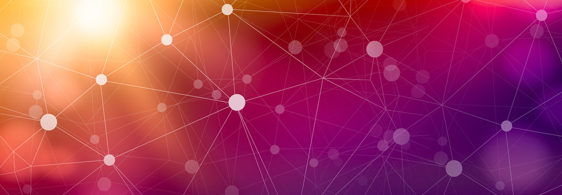 Abstract Cyber Technology Background, white dots connected with gray lines on a purple background