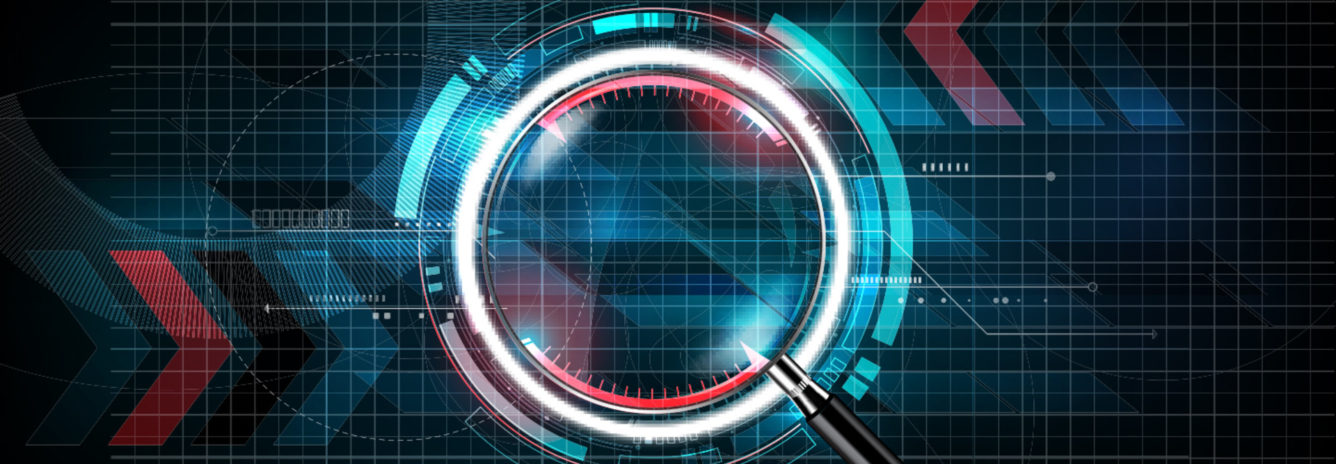 technology merged with magnifying glass