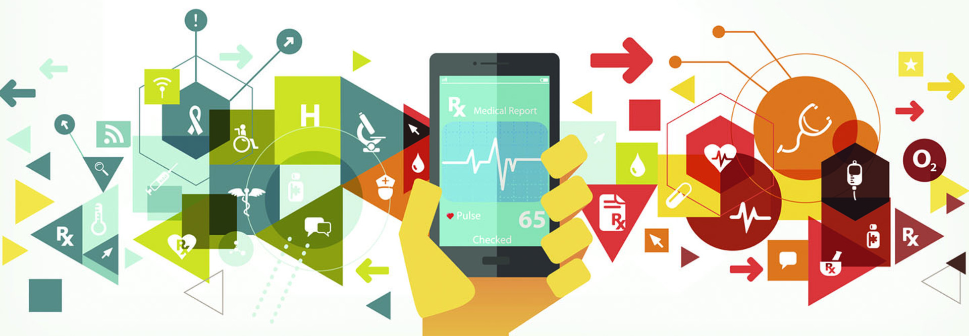 Medical apps and tech graphic illustration