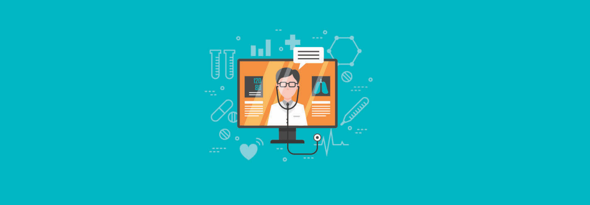 medical treatment online concept in flat design