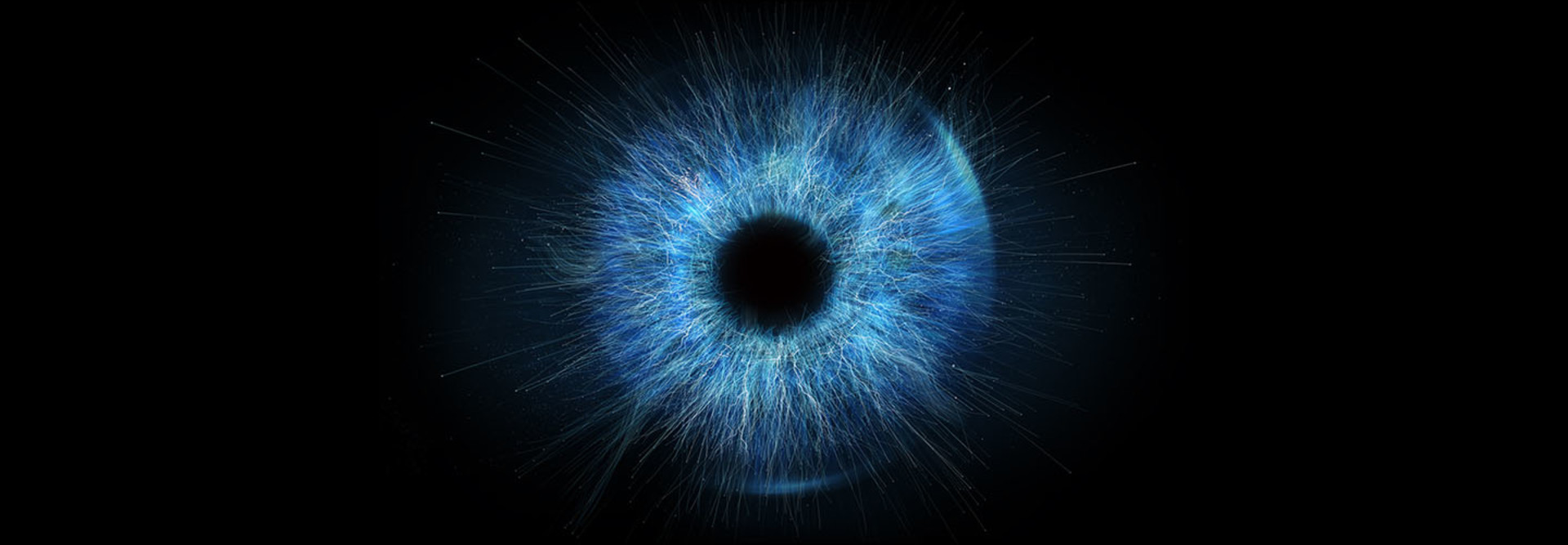 abstract blue eye on black background