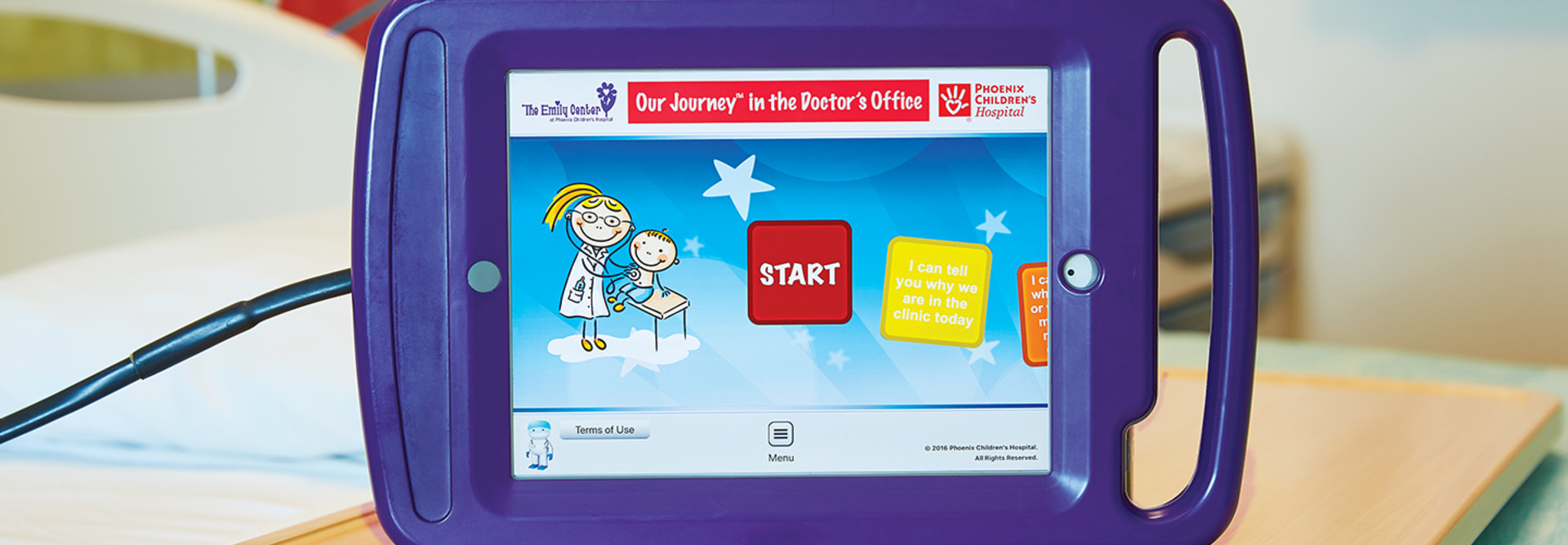 Each room at Phoenix Children’s Hospital is equipped with an iPad that allows patients and their parents to access medical records and treatment plans, watch videos and more.
