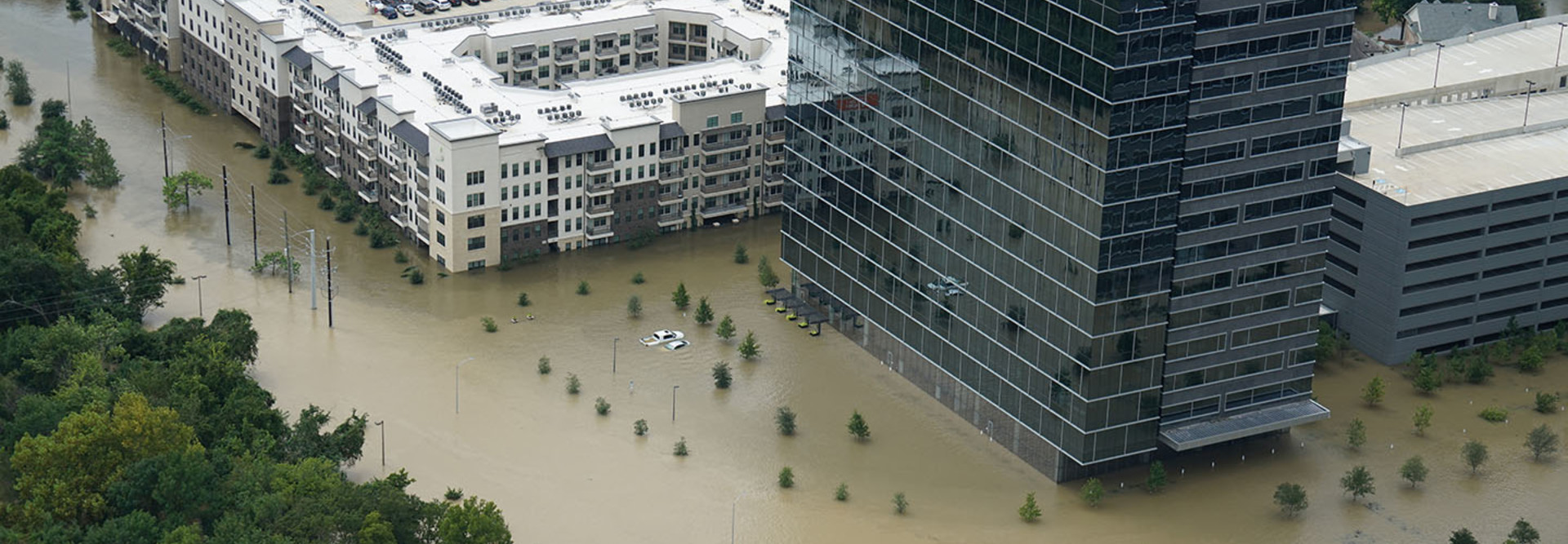 An overhead view of flooding from Hurricane Harvey.