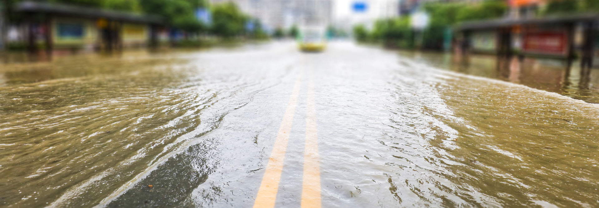 Flood waters in a city