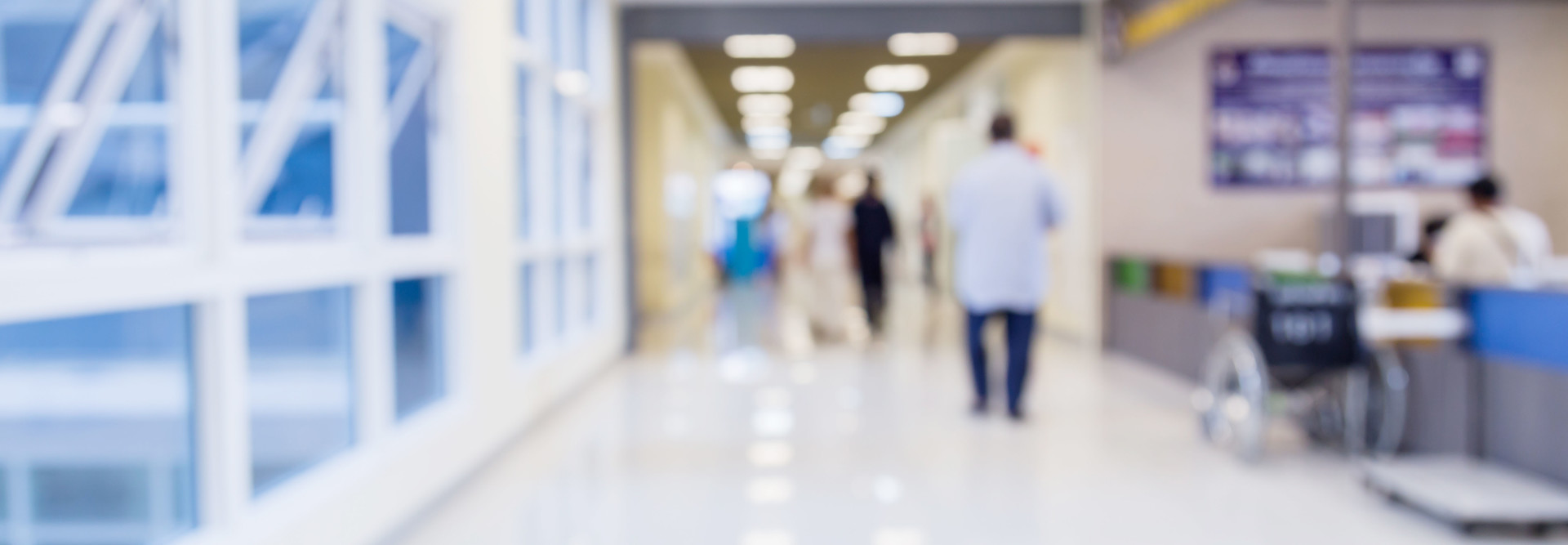 Blurred hospital hallway.