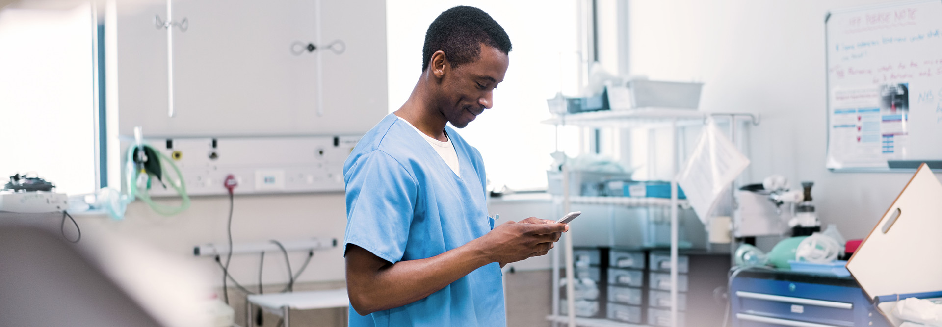 Nurse using smartphone