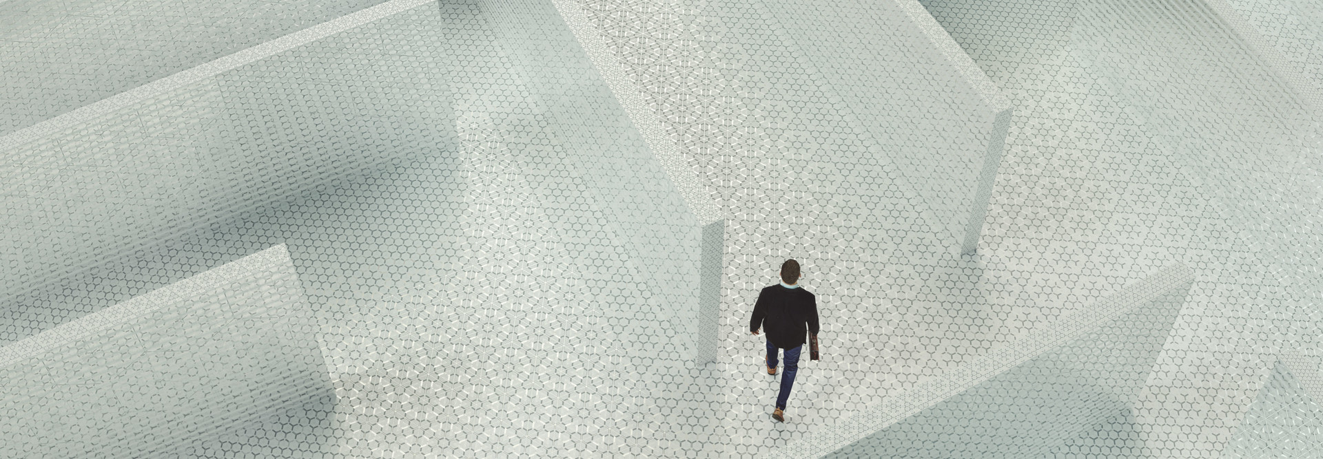Business man lost in maze