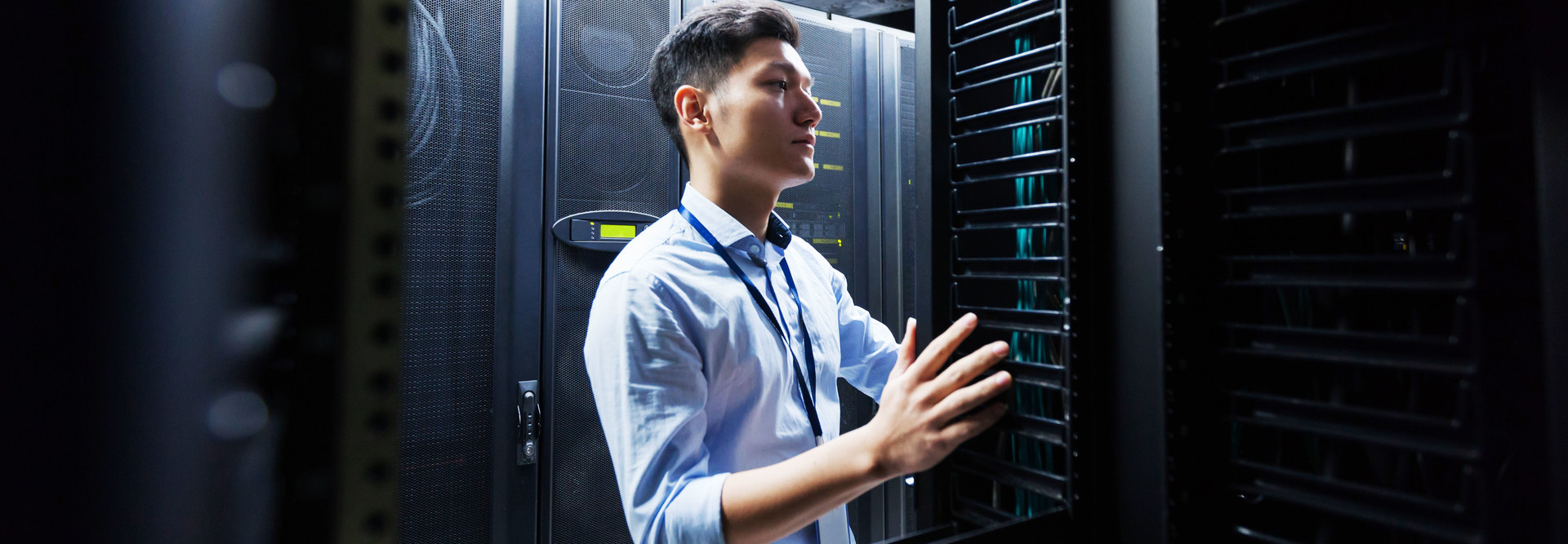 Man in data center