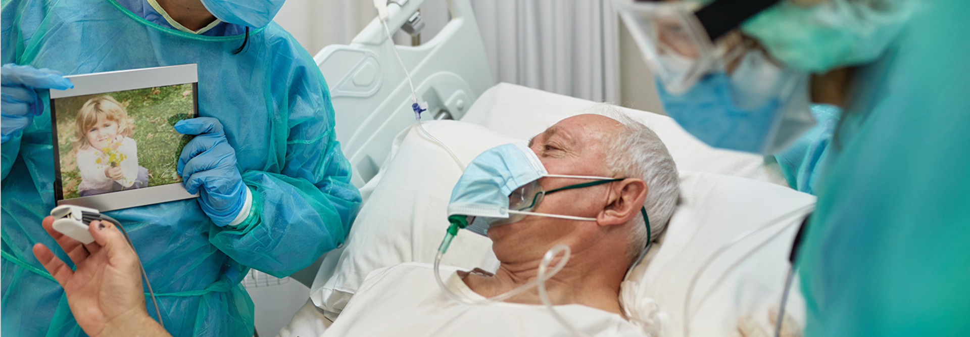 Senior COVID-19 Patient on Video Call with Granddaughter