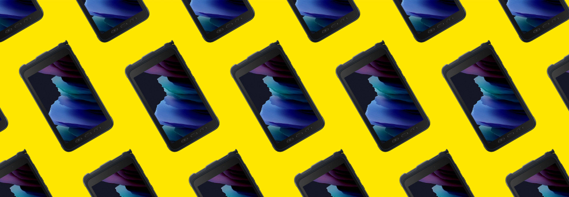 Samsung Galaxy Tab Active3 tiles on yellow background