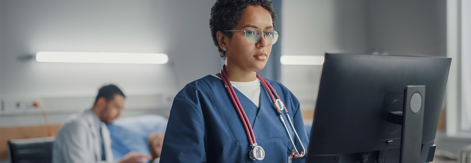 Nurse working at computer