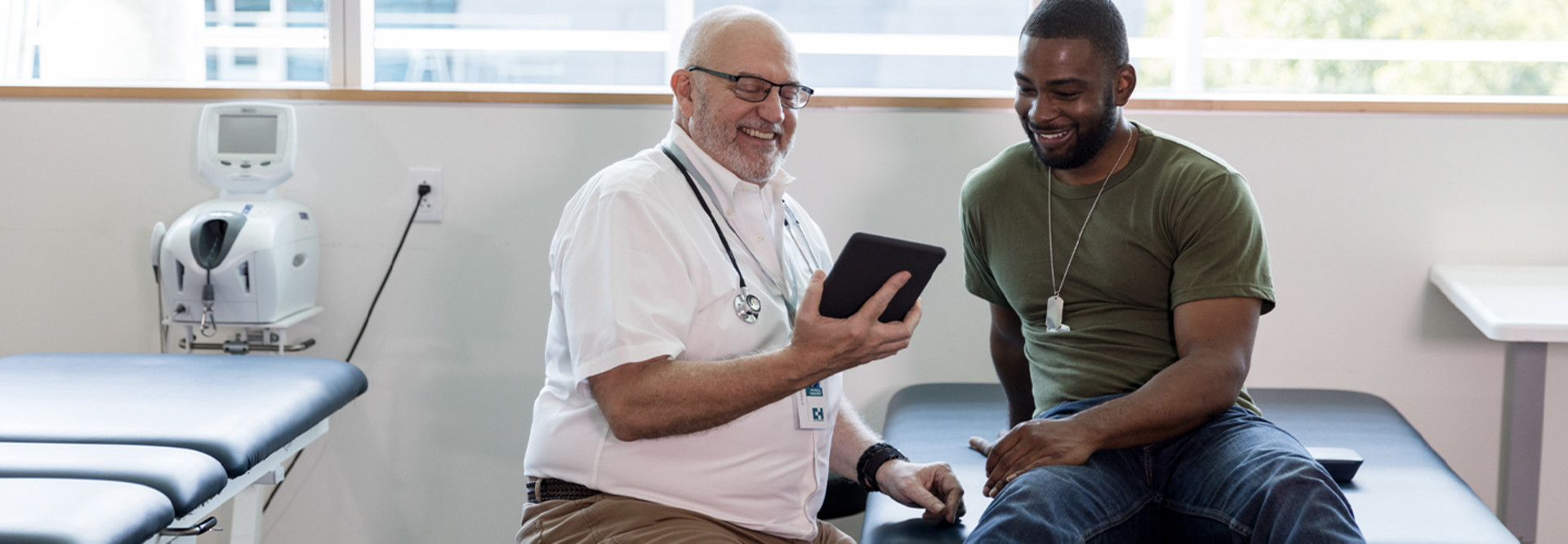 Service member receive medical care
