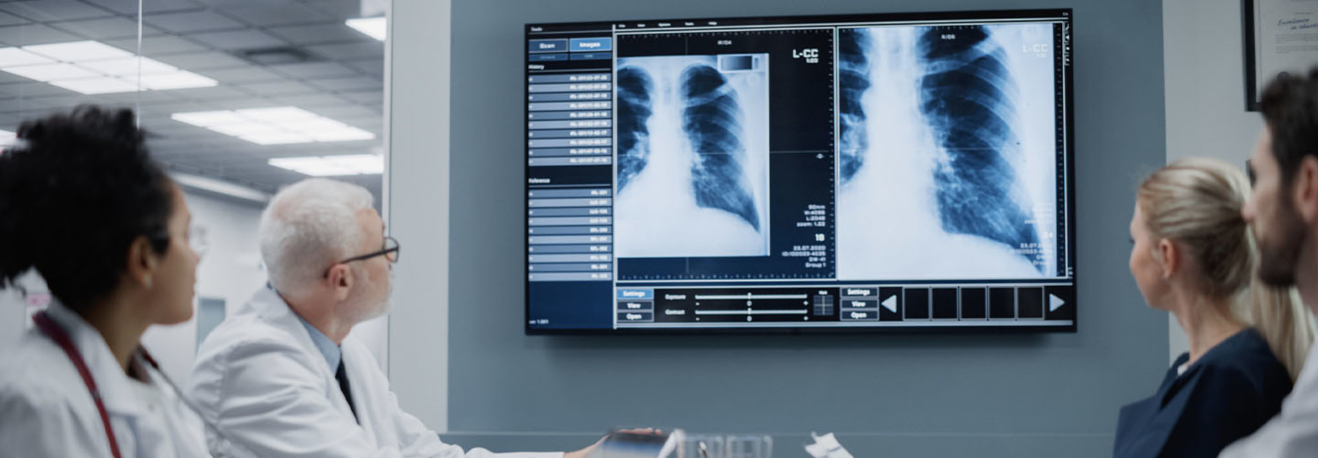 Healthcare staff review x-ray