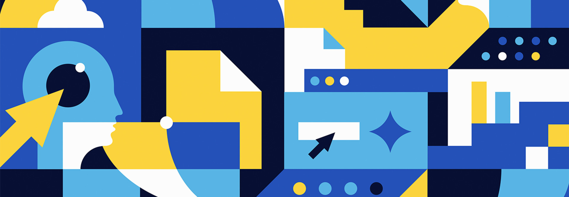abstract shapes in blue and yellow