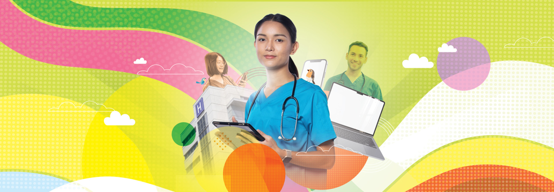 Collage of nurses and doctors