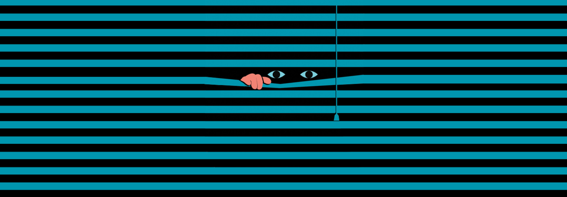 illustration of someone peaking through blinds
