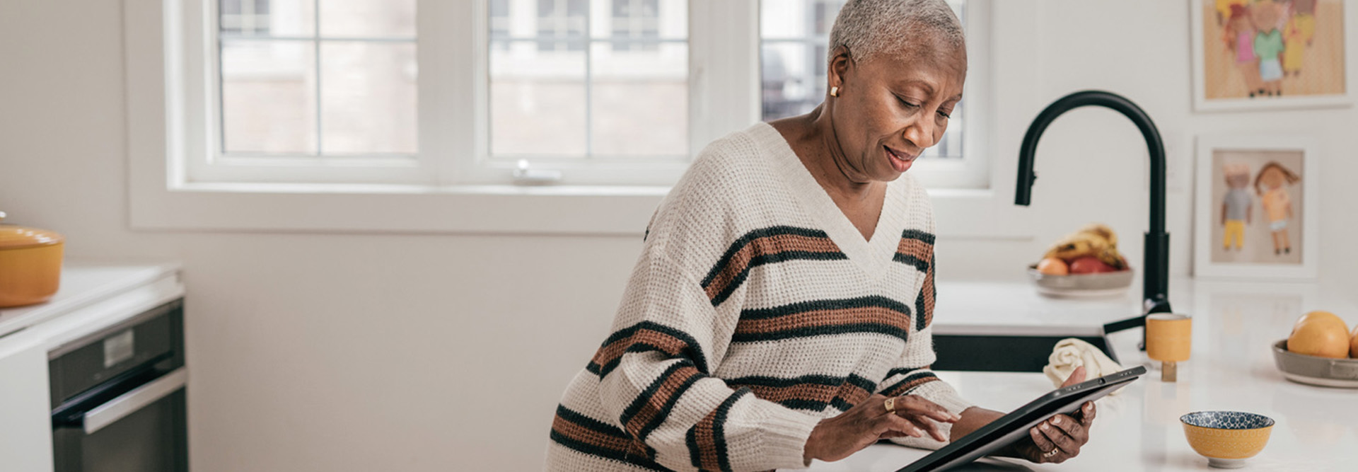 Older Adult on Tablet Device 