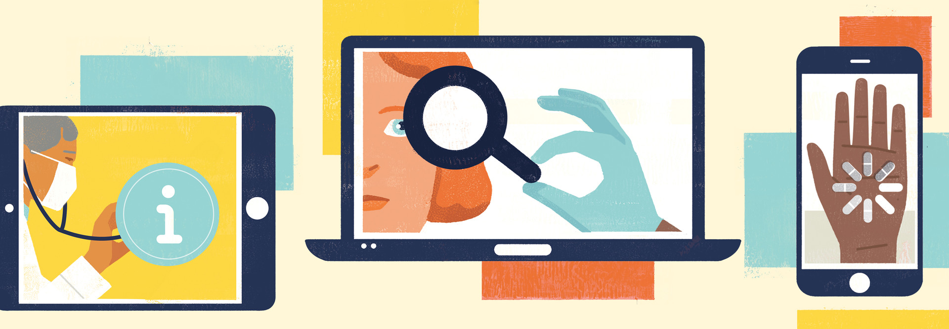 Illustration of clinicians on tech