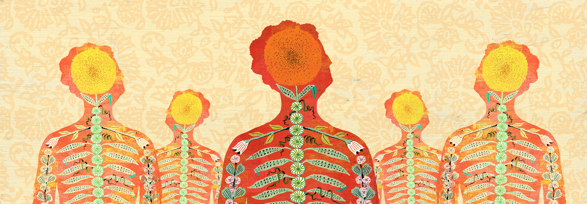 silhouettes of a women with a flower growing inside them