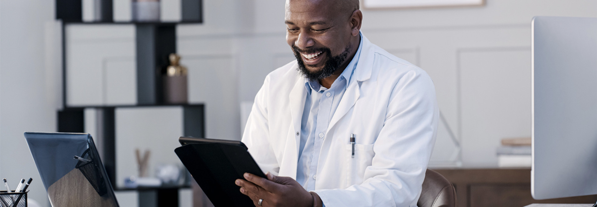 Doctor using devices