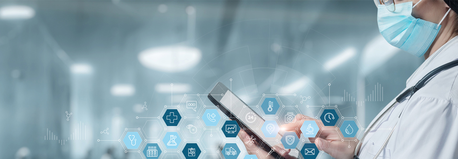 Concept Modern technologies in work and medicine