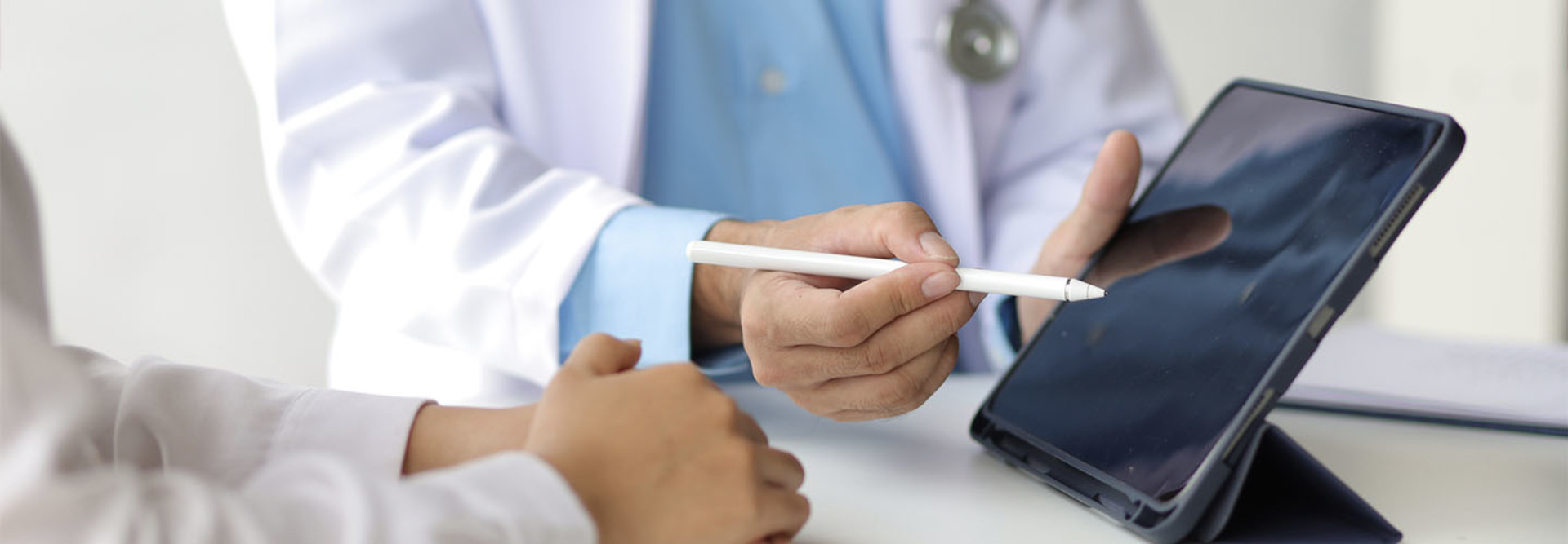 Doctor using tablet