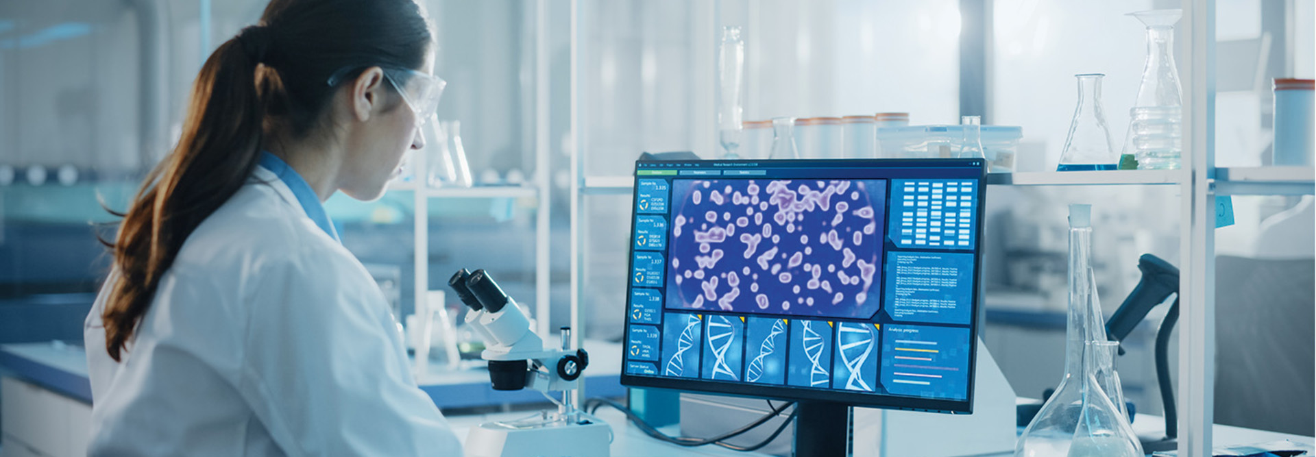 scientist uses AI for drug discovery research