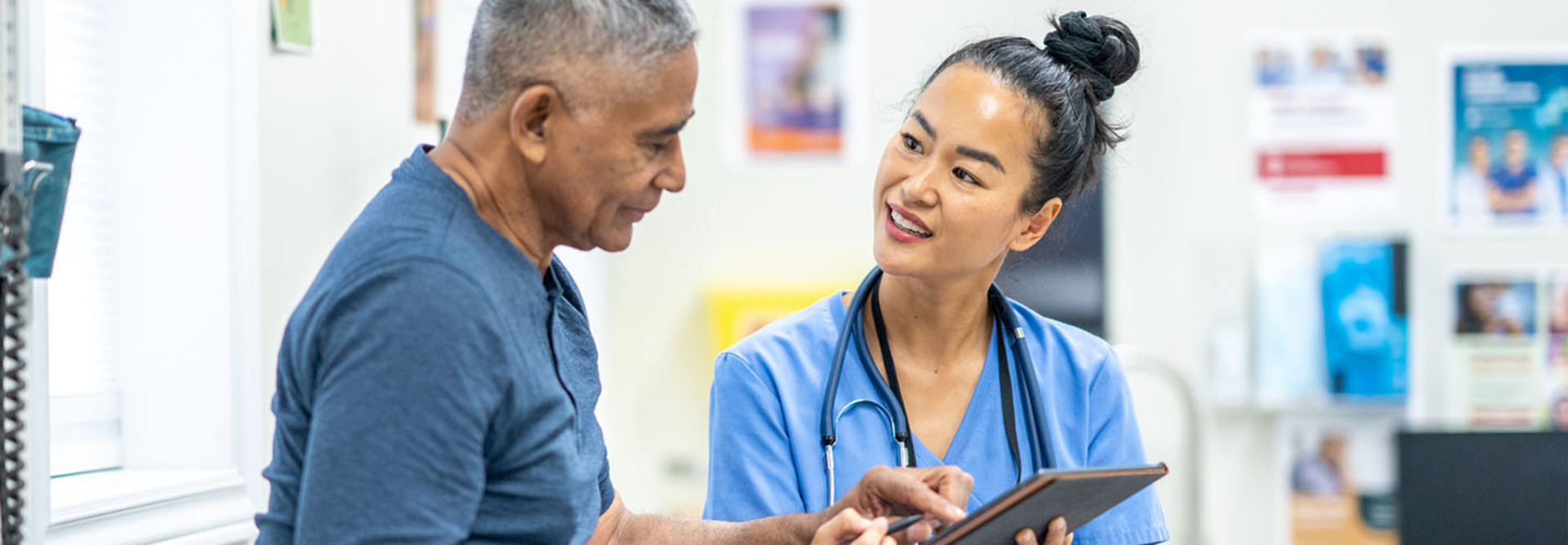 A doctor and patient talking together