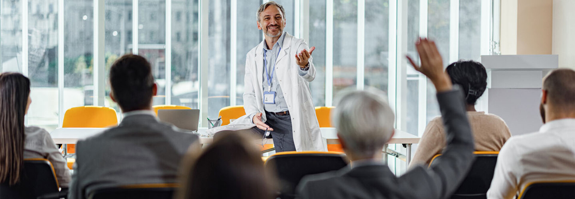 Doctor holding a Q&A session