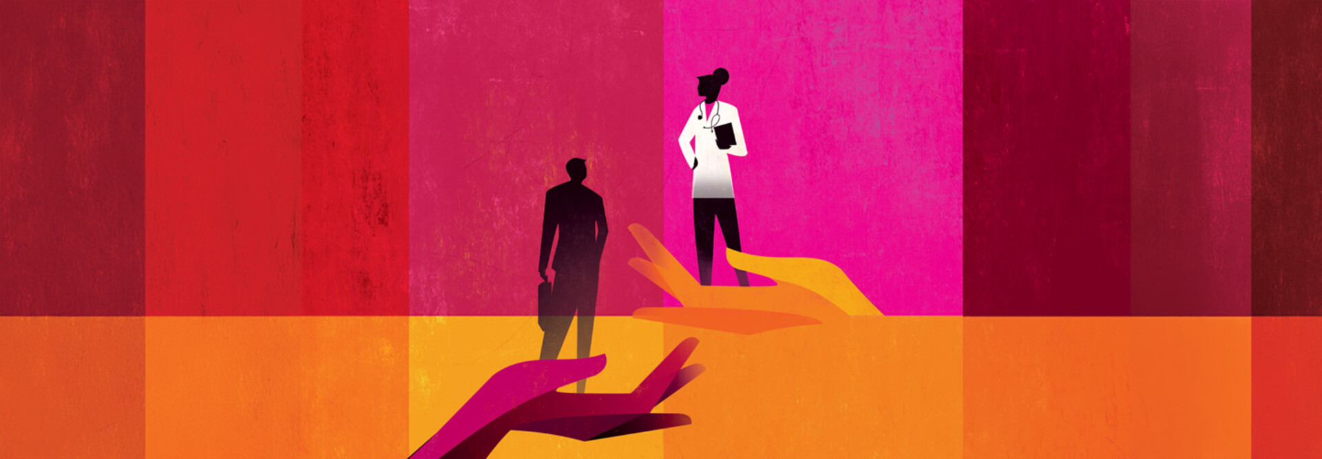 illustration of two people on hands close together