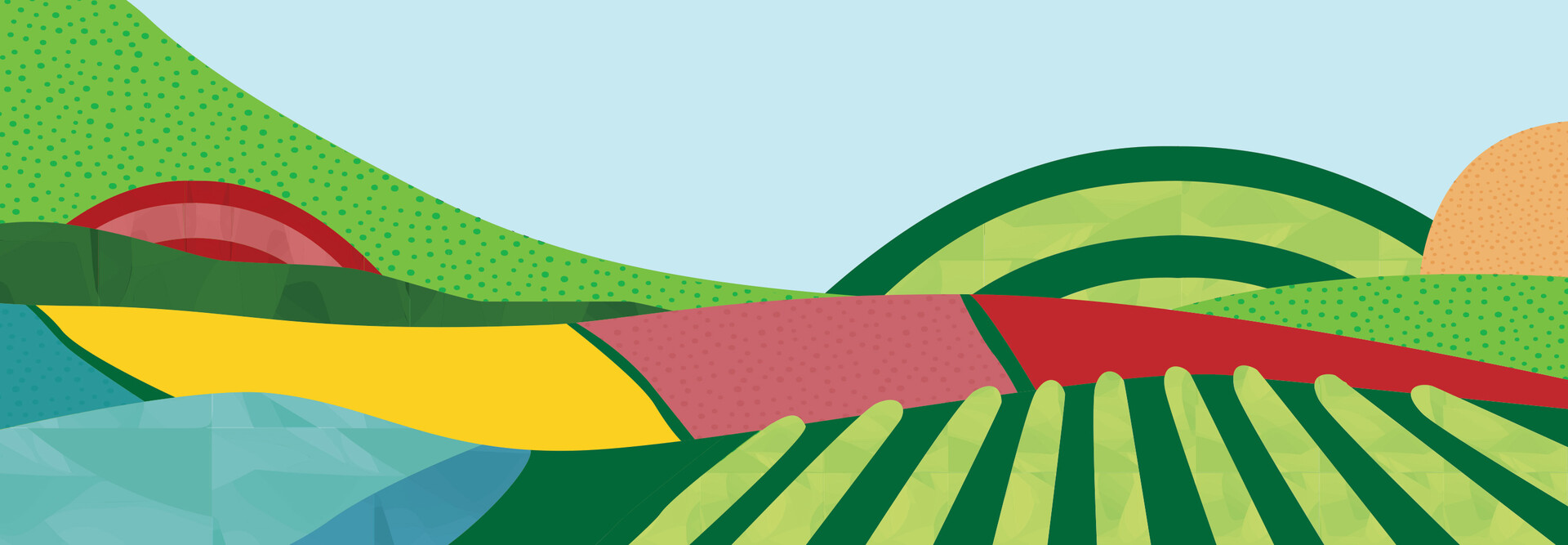 illustration of colorful rolling fields