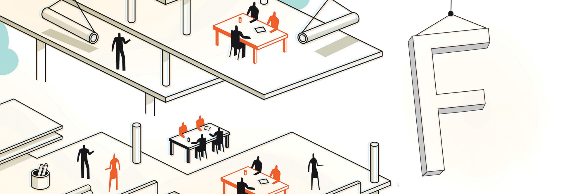 Illustration of office under construction