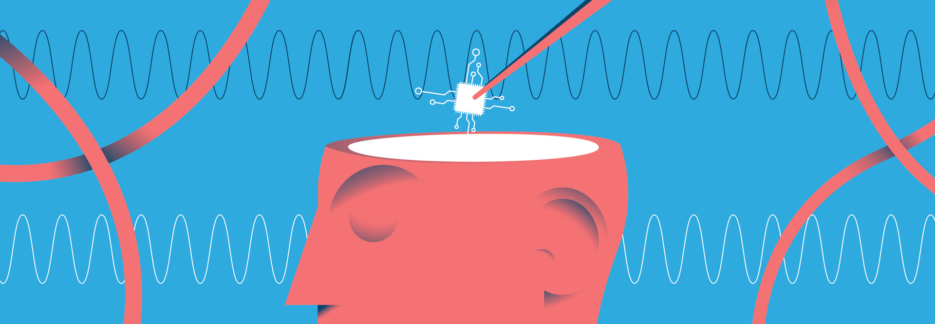 illustration of computer chip being put inside head with waves