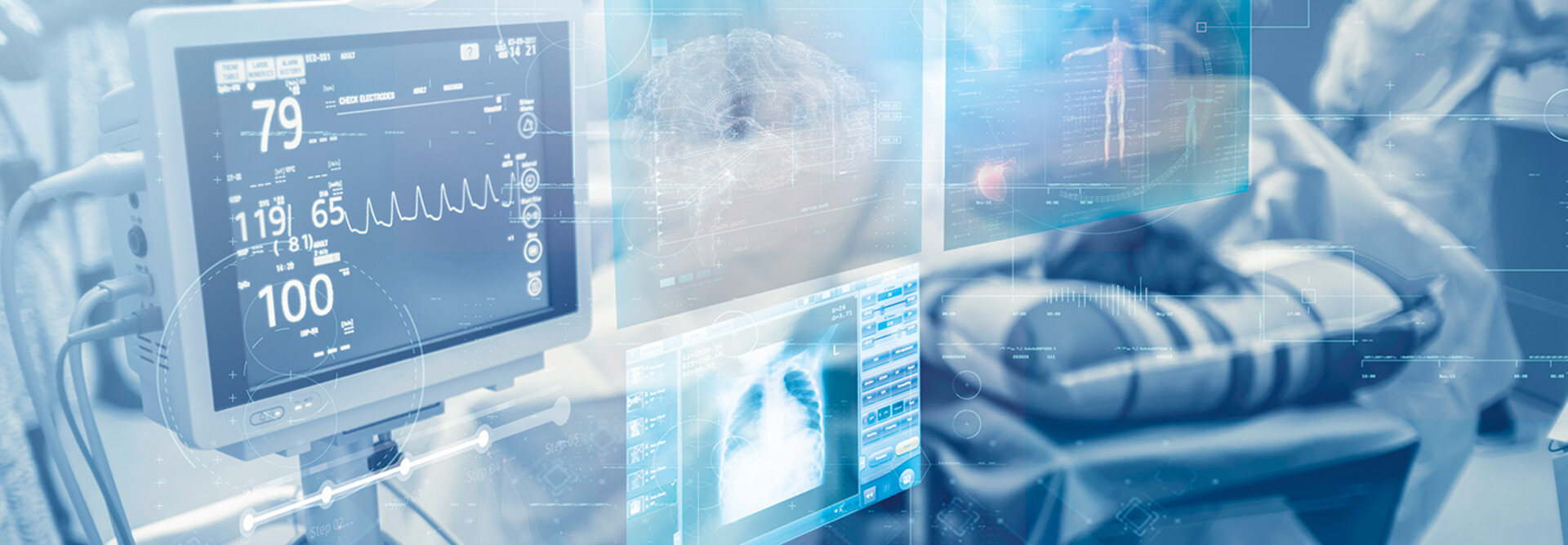 patient monitoring concept with x ray, vitals, and holistic patient view