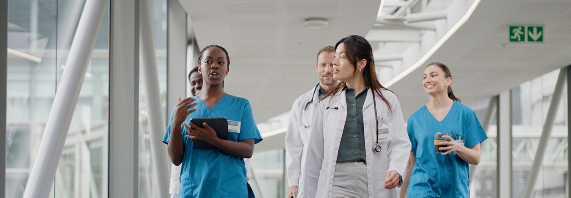 Doctors walking in a hospital