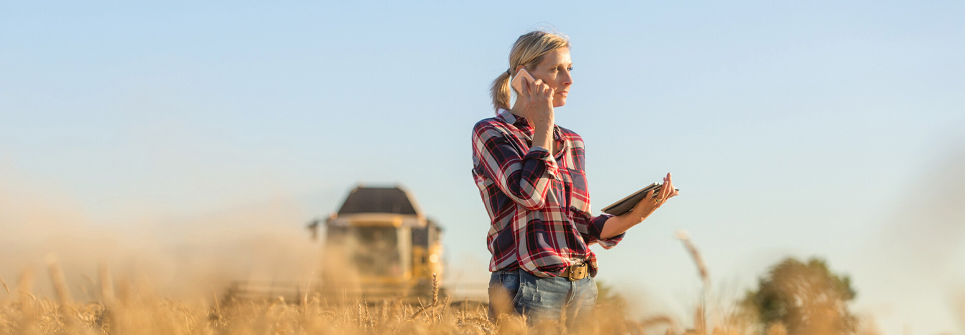Person in rural setting talking on phone