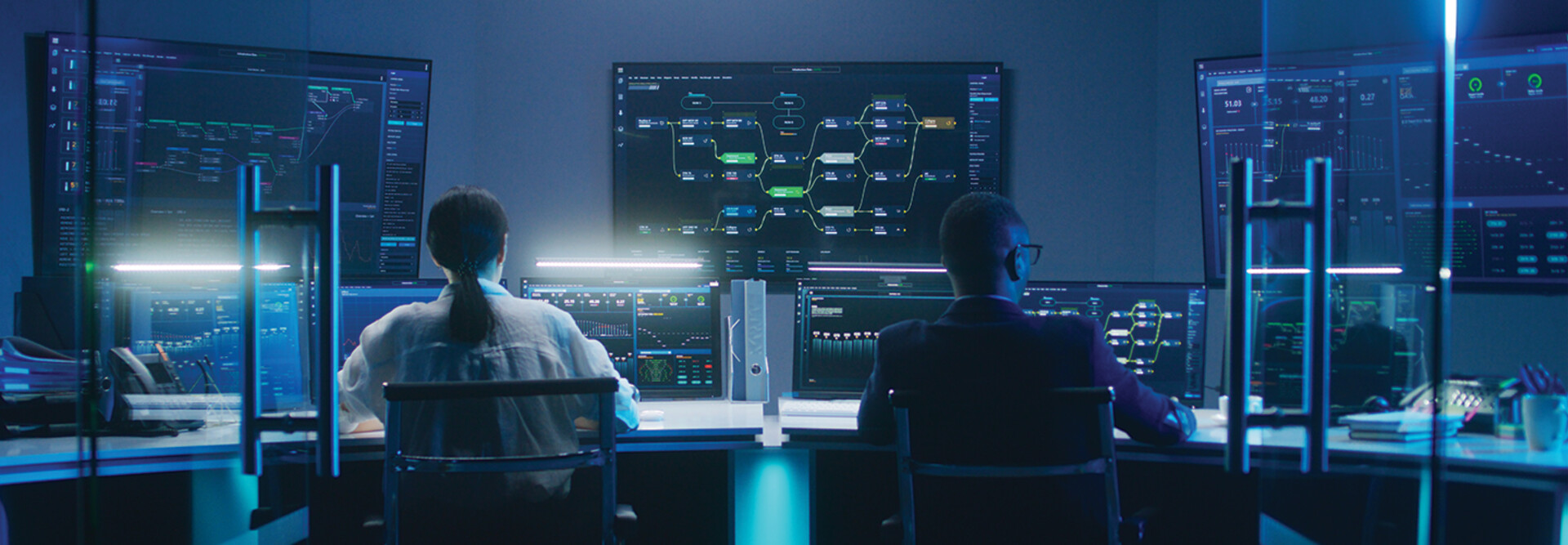 security team in high-tech computer room