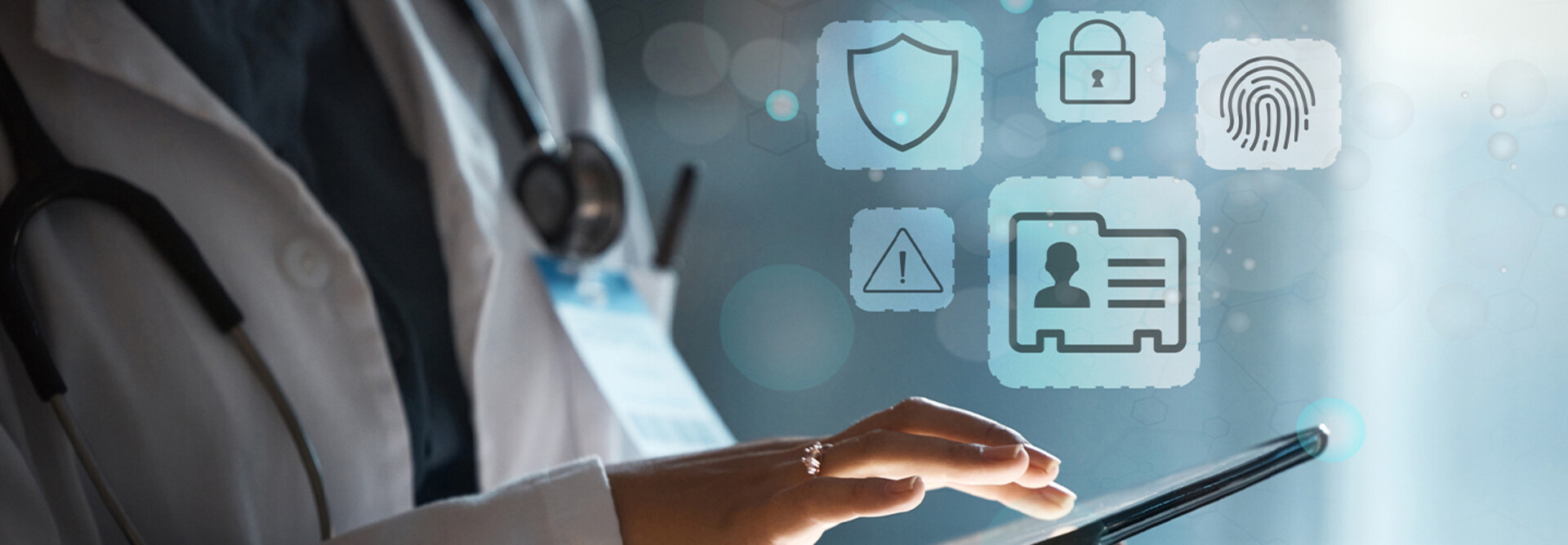 Doctor using secure tablet