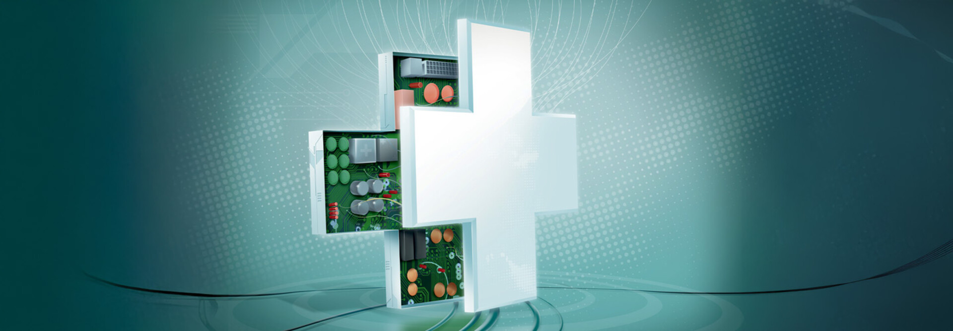 medical symbol with circuit board