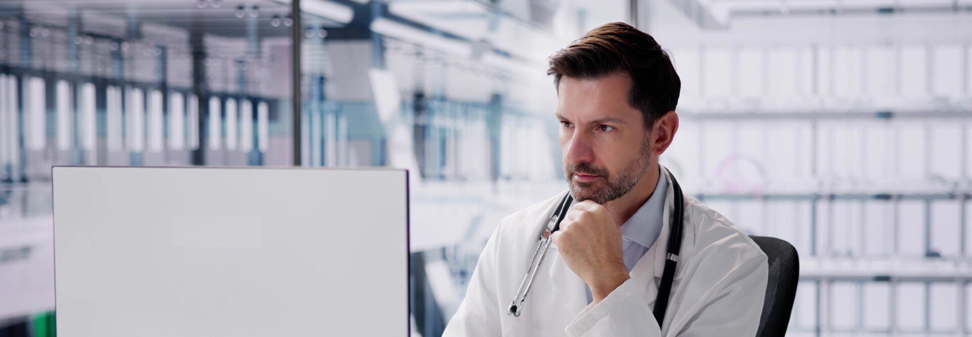 Doctor using computer