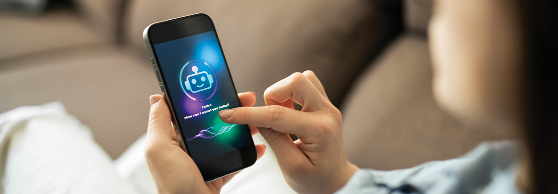 woman using chatbot on her phone