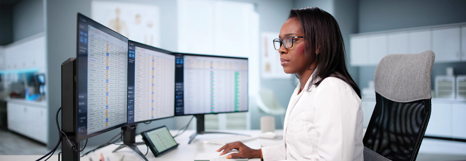 doctor on computer deals with healthcare billing