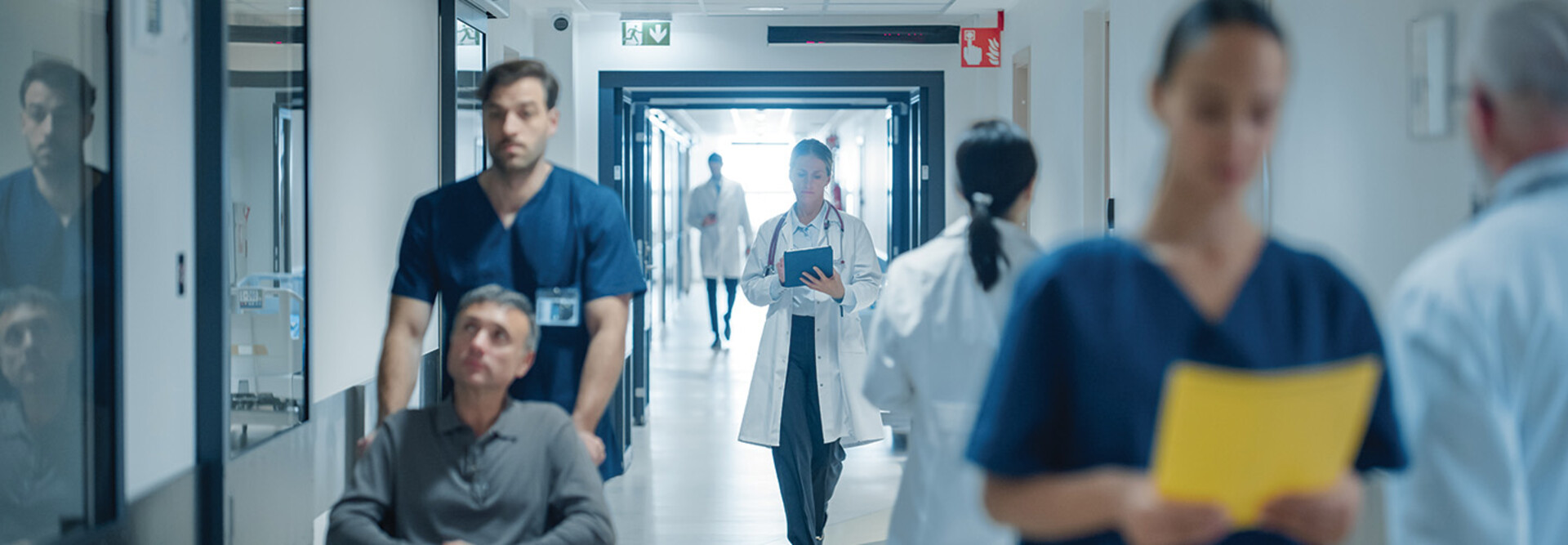 busy hospital hallway