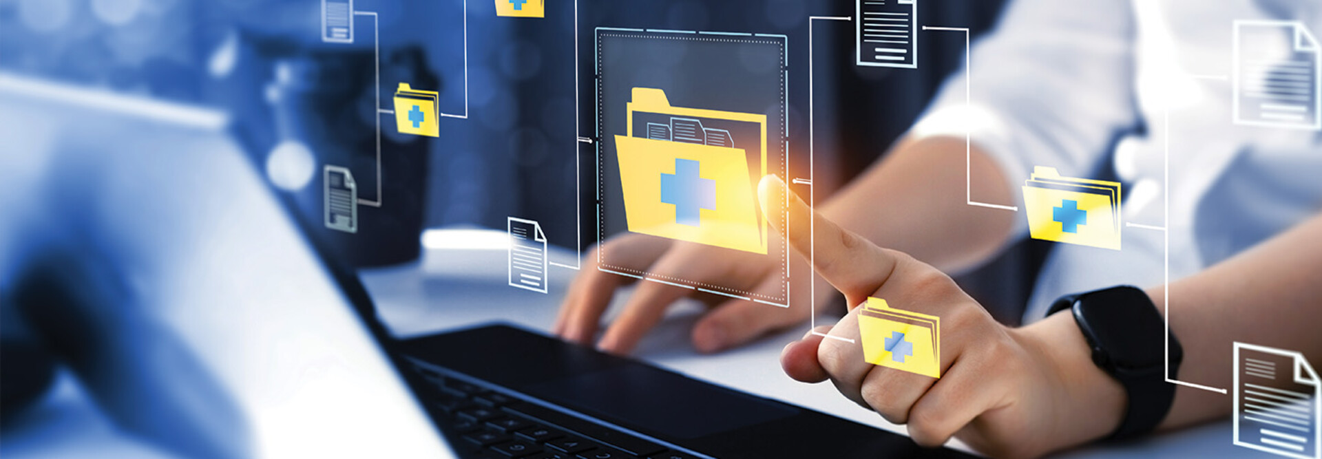 doctor signing into computer folders