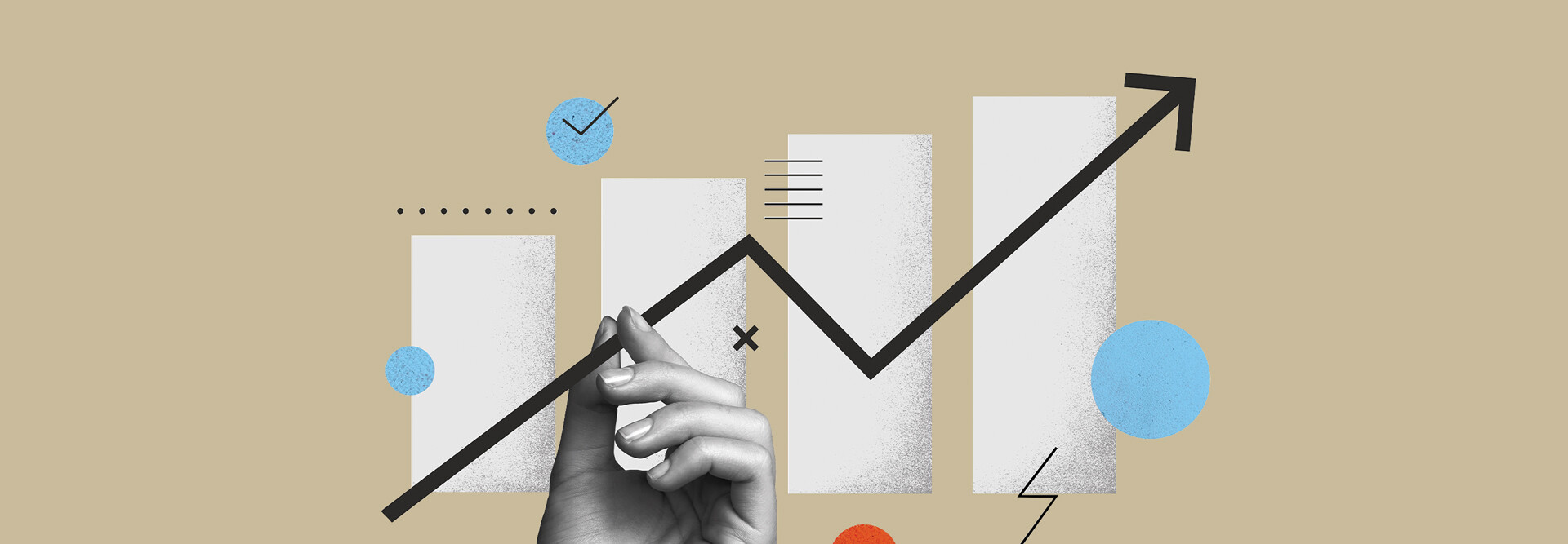 illustration of bar graph and line chart showing upward trajectory