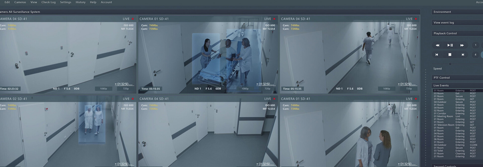 image of six camera feeds shown in security program
