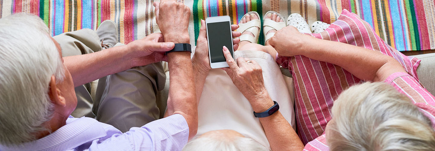 Seniors using gadgets