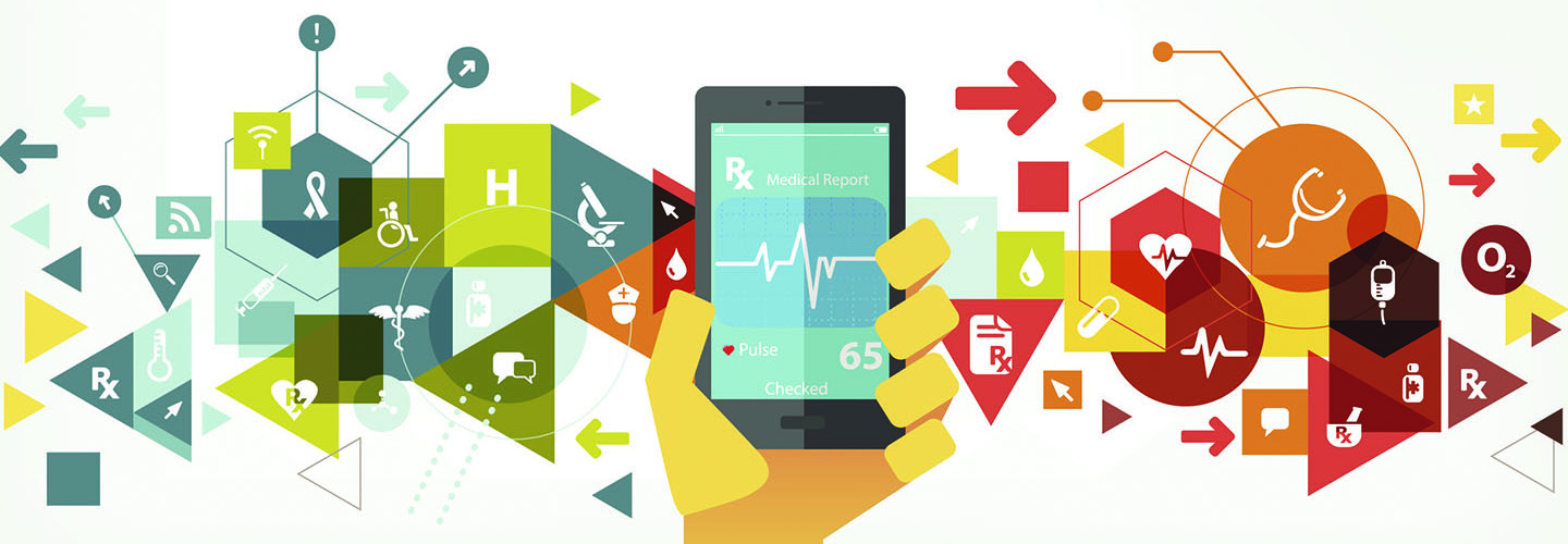 Medical apps and tech graphic illustration